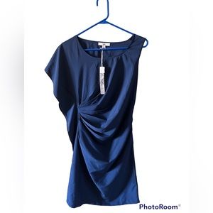 NWT - Ya Los Angeles Women’s Asymmetrical Navy Blue Mini Dress